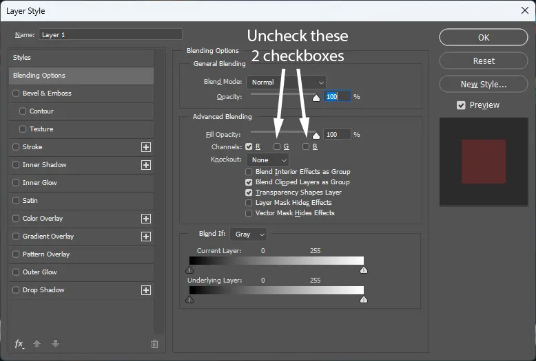 setting for making anaglyph